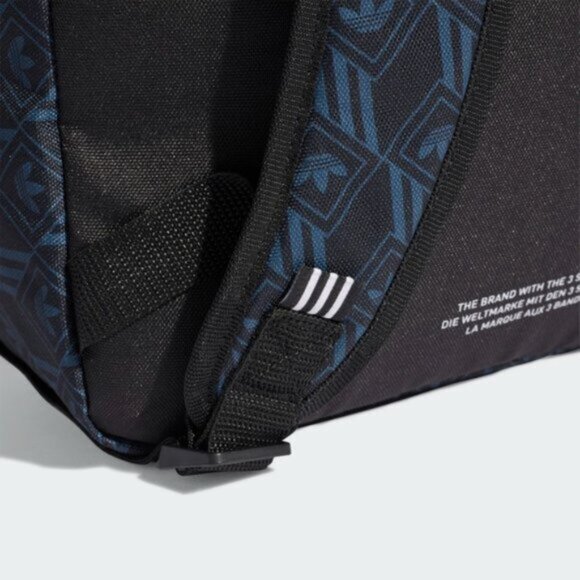 Adidas Black & Blue Monogram Laptop Backpack Book Bag Padded Adjustable Straps - Picture 10 of 12